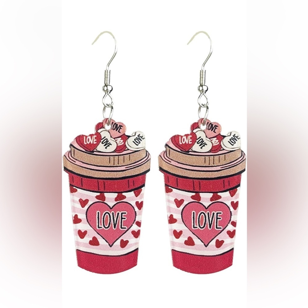 Love Heart Coffee Cup Earrings